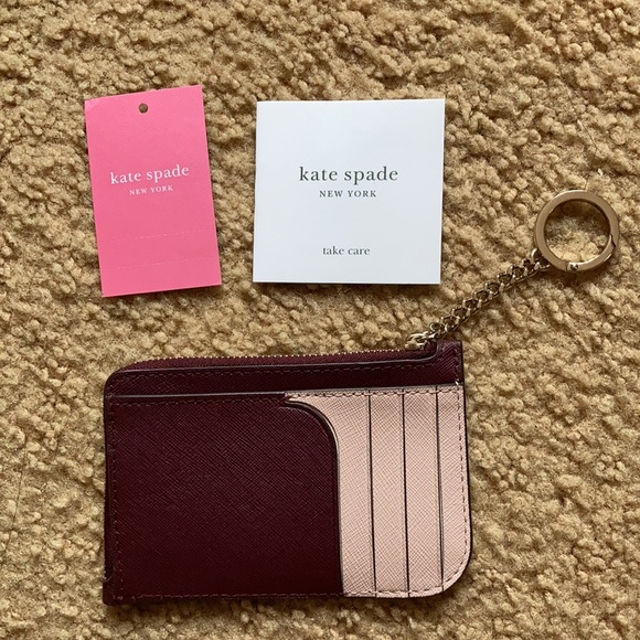 Kate Spade Med. L-zip Card Holder- Cherrywood NWT - Picture 2 of 5